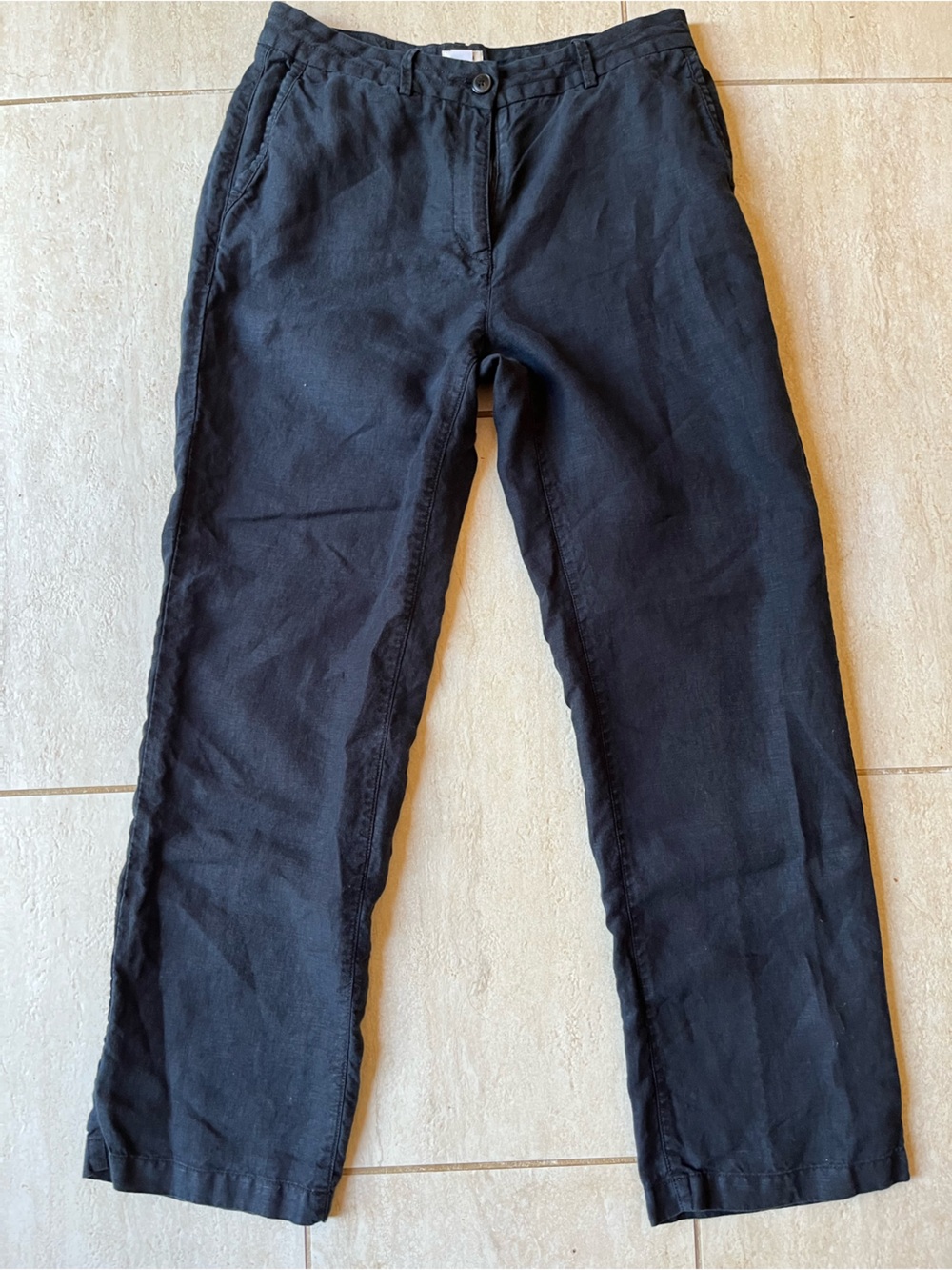 LL Bean Black Linen Pants Classic Fit Coastal Grandmother Size 8